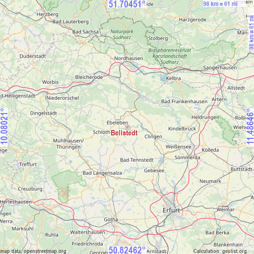 Bellstedt on map