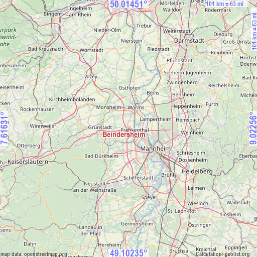 Beindersheim on map