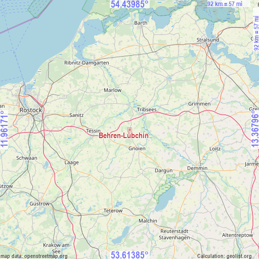 Behren-Lübchin on map