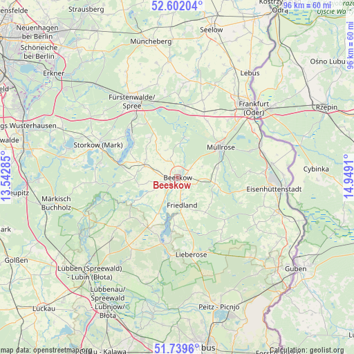 Beeskow on map