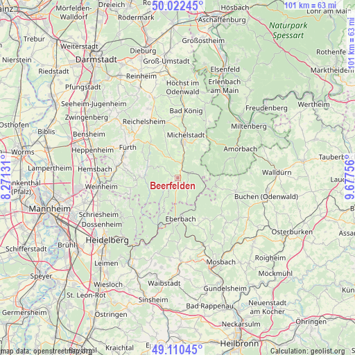 Beerfelden on map
