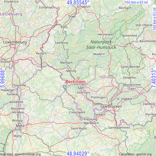Beckingen on map