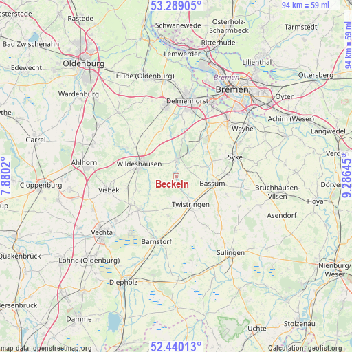 Beckeln on map