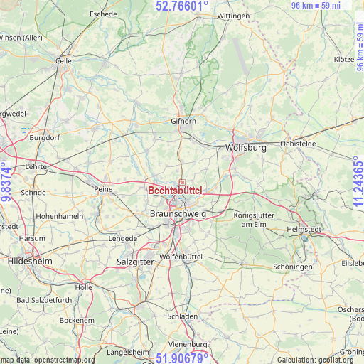 Bechtsbüttel on map