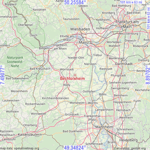 Bechtolsheim on map