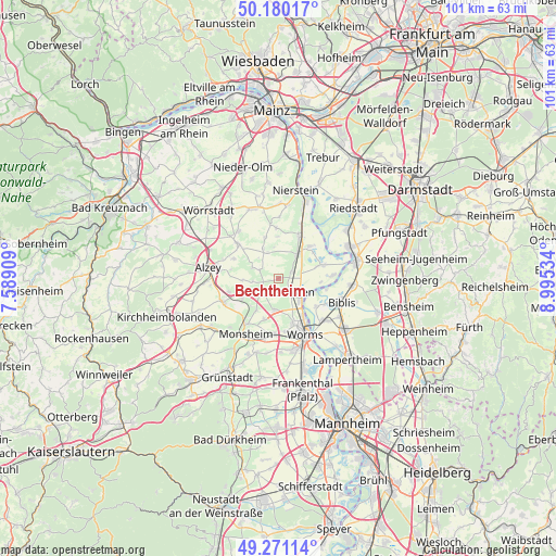 Bechtheim on map