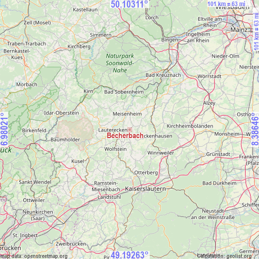 Becherbach on map