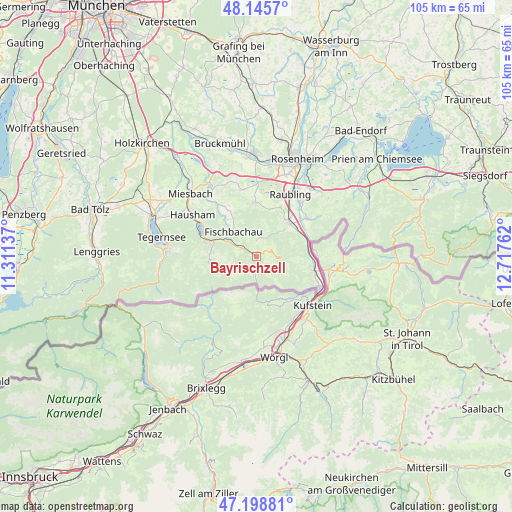 Bayrischzell on map