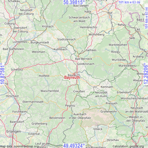 Bayreuth on map