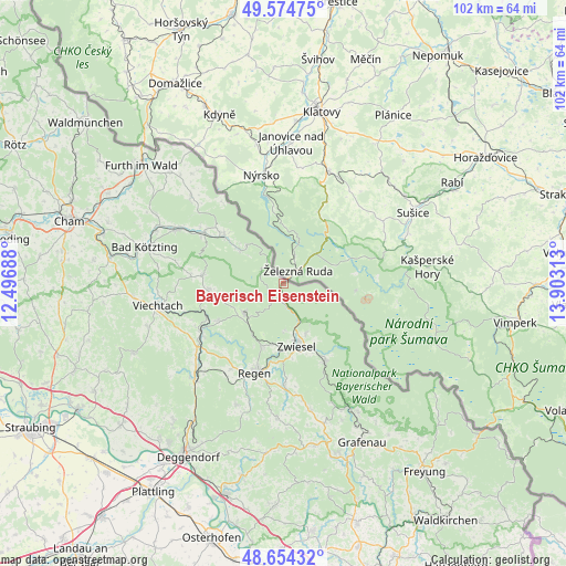 Bayerisch Eisenstein on map