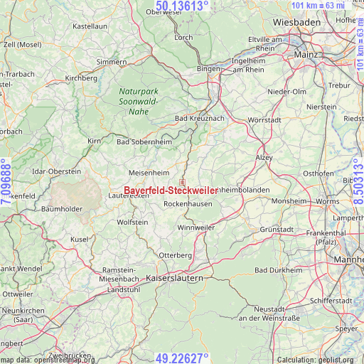 Bayerfeld-Steckweiler on map