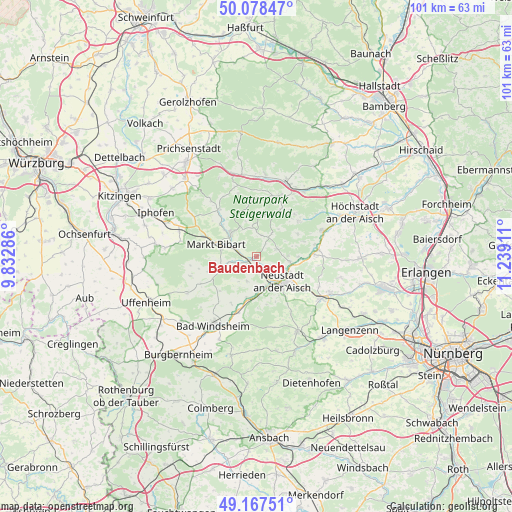 Baudenbach on map