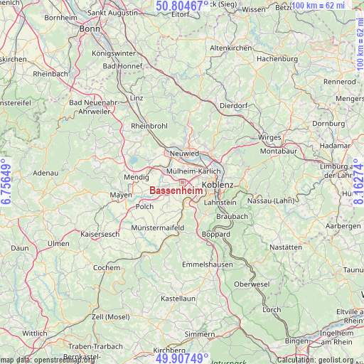 Bassenheim on map