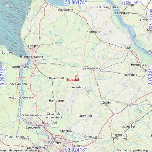 Basdahl on map