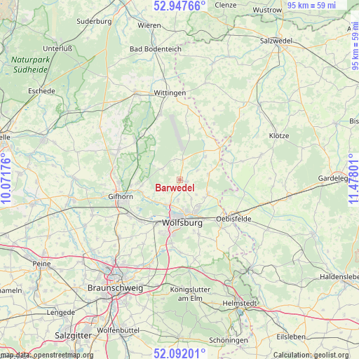 Barwedel on map