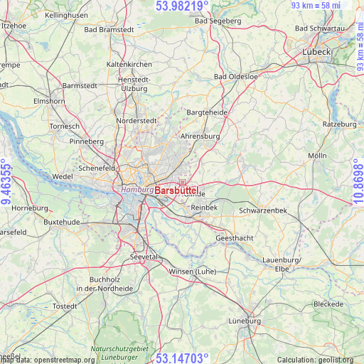 Barsbüttel on map