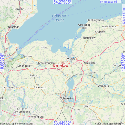Barnekow on map