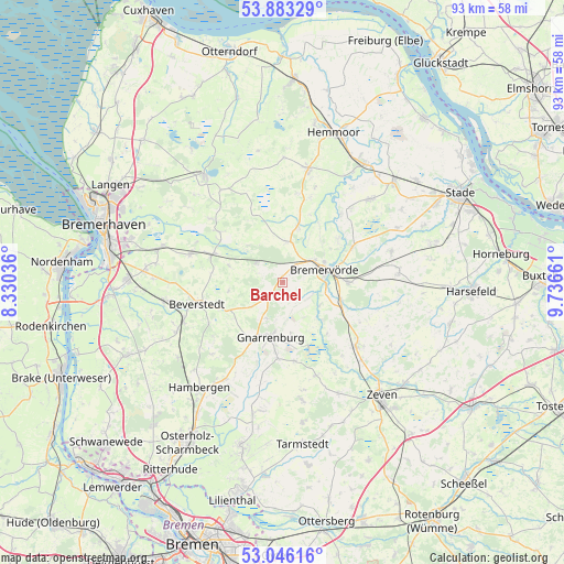 Barchel on map