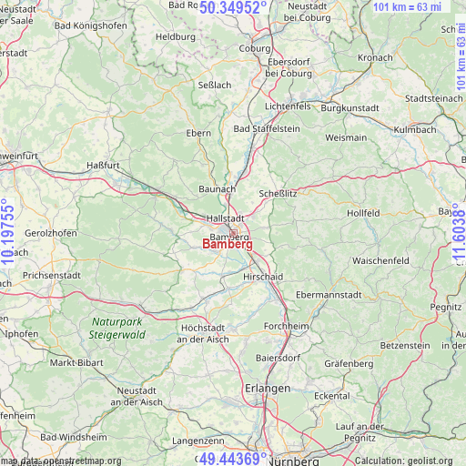 Bamberg on map