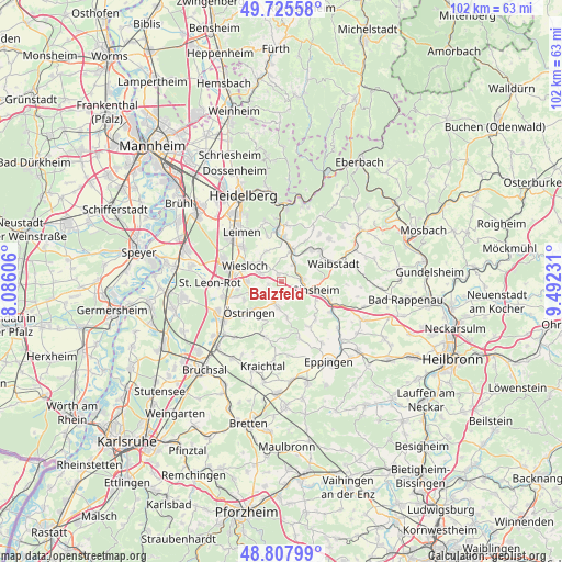 Balzfeld on map