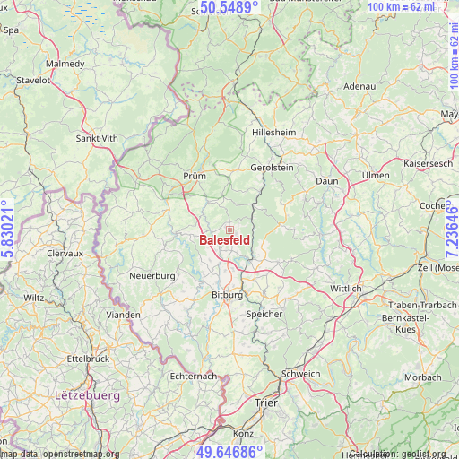 Balesfeld on map