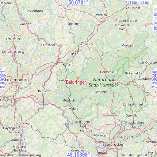 Baldringen on map