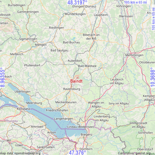 Baindt on map