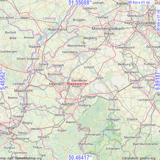 Baesweiler on map
