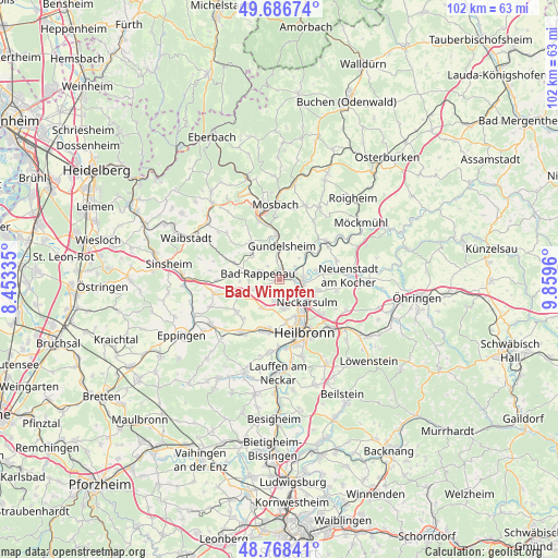 Bad Wimpfen on map