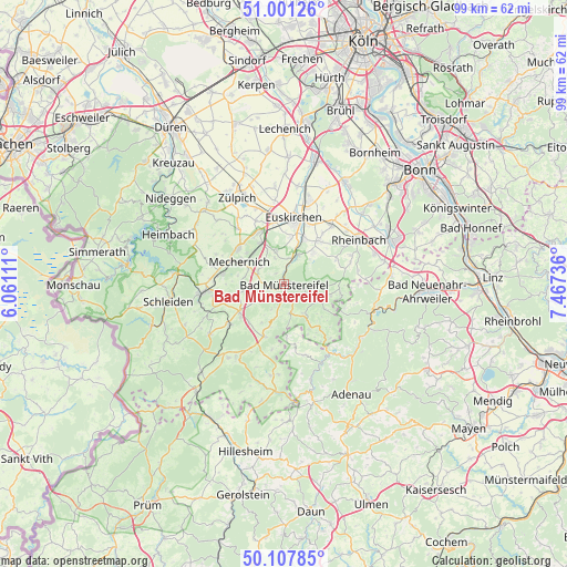 Bad Münstereifel on map