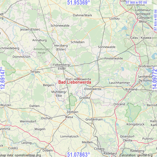 Bad Liebenwerda on map