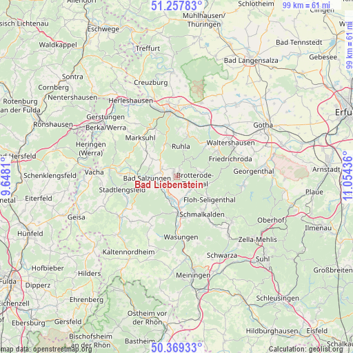 Bad Liebenstein on map