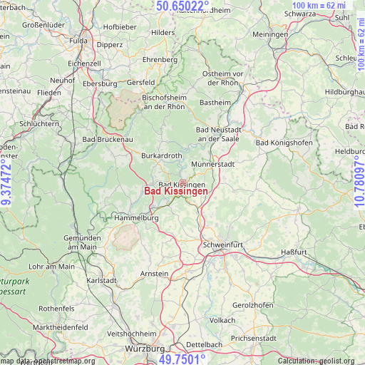 Bad Kissingen on map