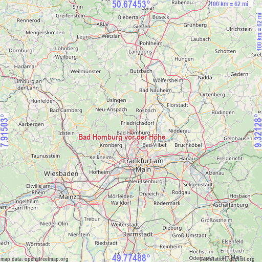 Bad Homburg vor der Höhe on map