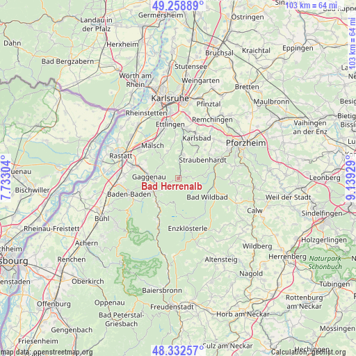 Bad Herrenalb on map