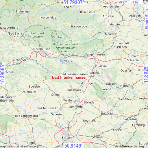 Bad Frankenhausen on map