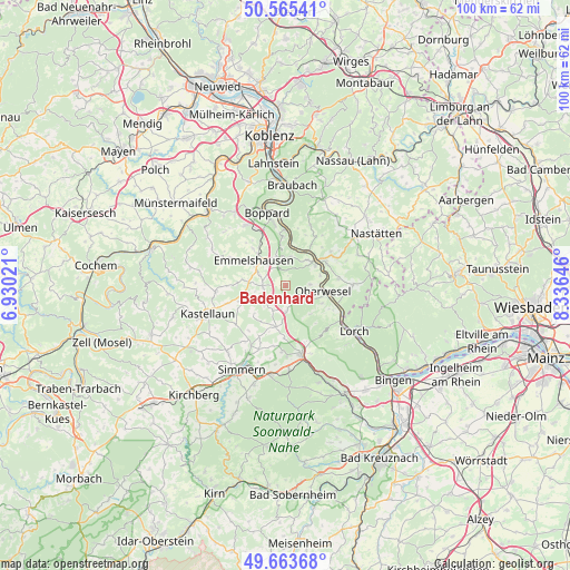 Badenhard on map