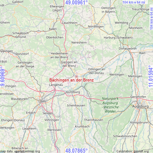 Bächingen an der Brenz on map