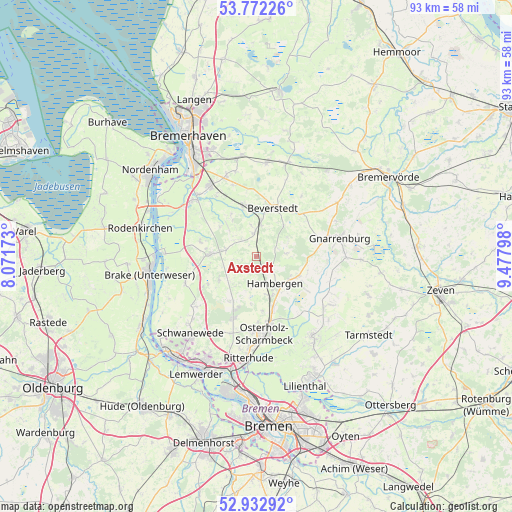 Axstedt on map