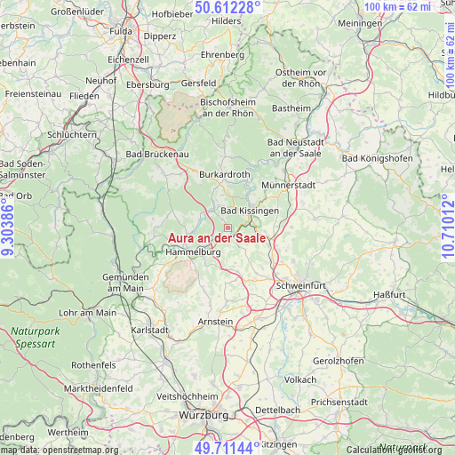 Aura an der Saale on map
