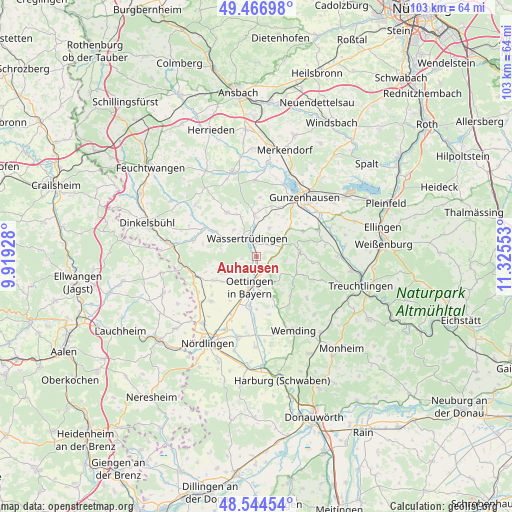 Auhausen on map
