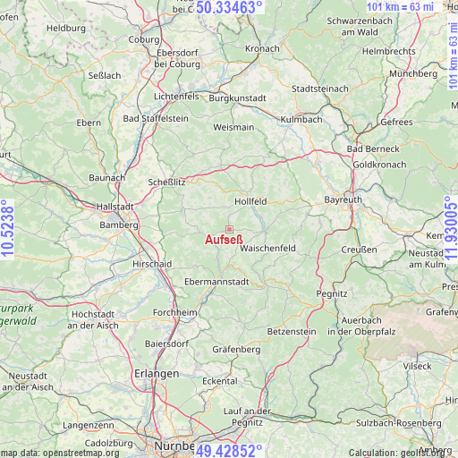 Aufseß on map