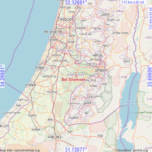 Bet Shemesh on map