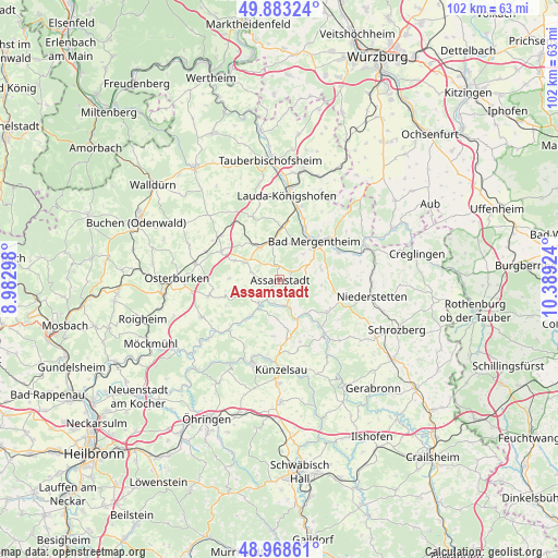 Assamstadt on map