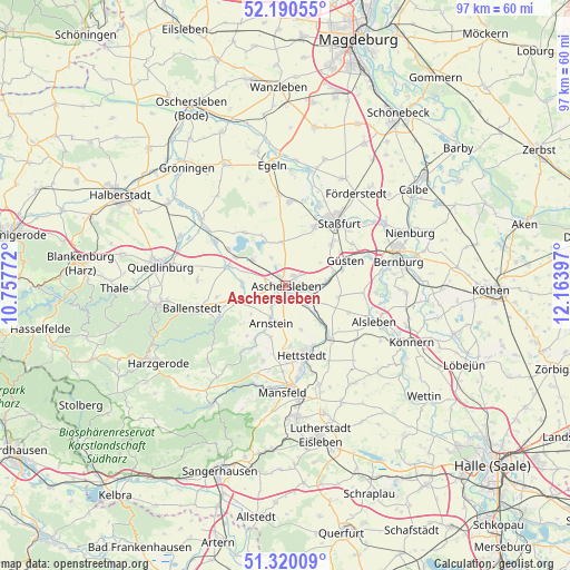 Aschersleben on map