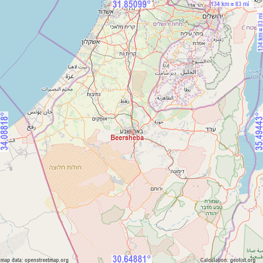 Beersheba on map