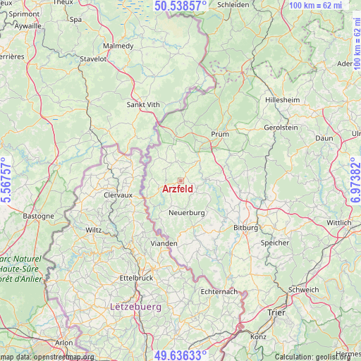 Arzfeld on map