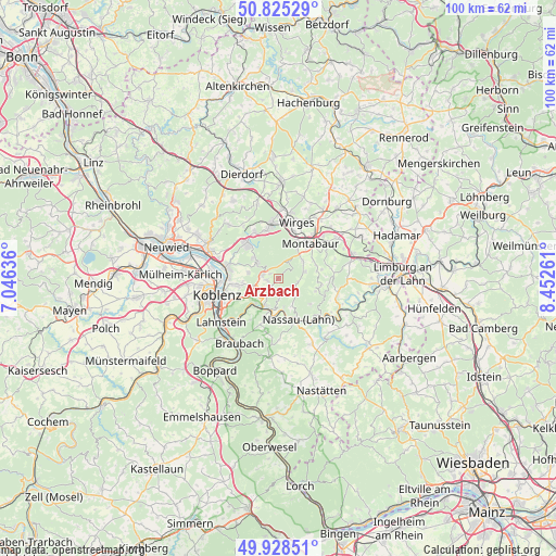 Arzbach on map