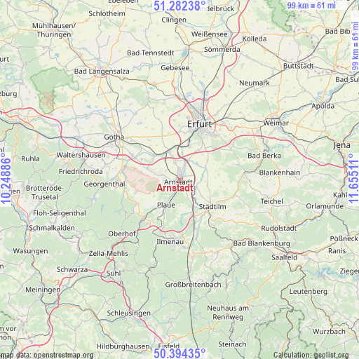 Arnstadt on map