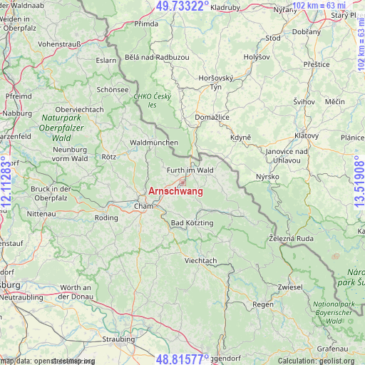 Arnschwang on map